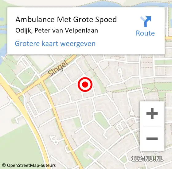 Locatie op kaart van de 112 melding: Ambulance Met Grote Spoed Naar Odijk, Peter van Velpenlaan op 29 maart 2015 17:30