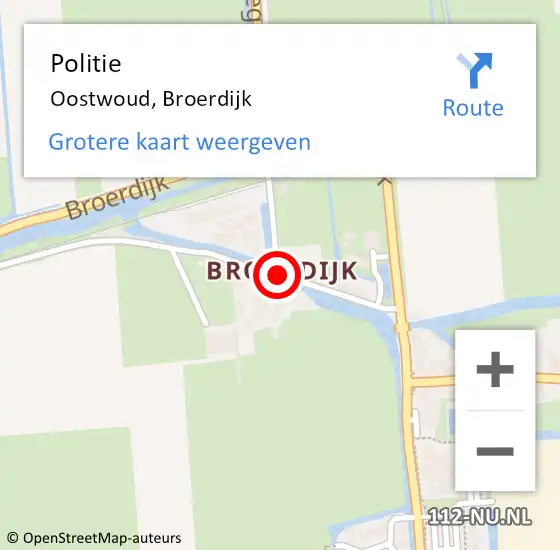Locatie op kaart van de 112 melding: Politie Oostwoud, Broerdijk op 29 maart 2015 17:32