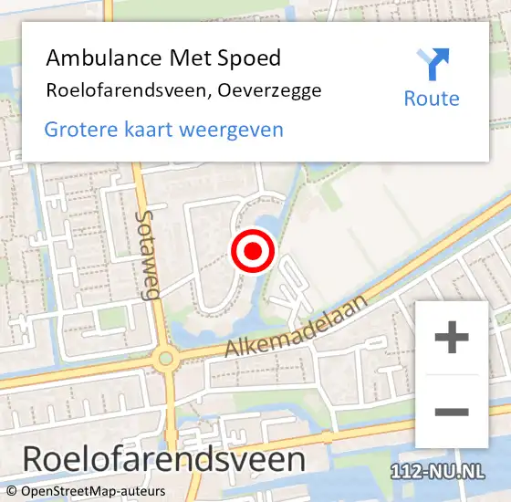 Locatie op kaart van de 112 melding: Ambulance Met Spoed Naar Roelofarendsveen, Oeverzegge op 29 maart 2015 17:37