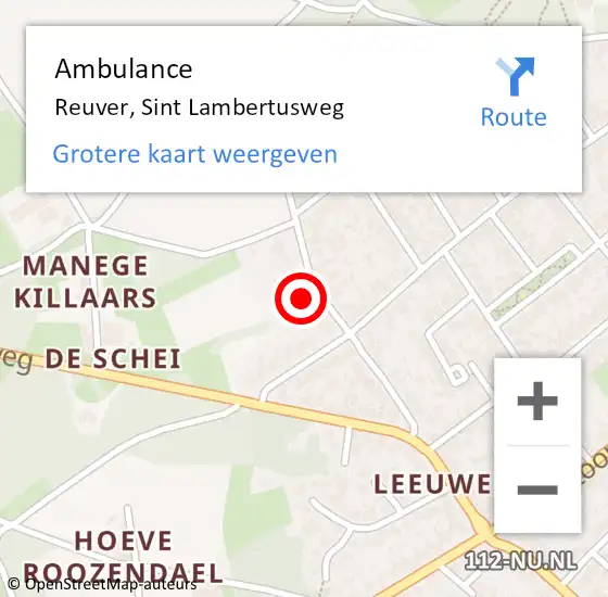 Locatie op kaart van de 112 melding: Ambulance Reuver, Sint Lambertusweg op 29 maart 2015 17:38