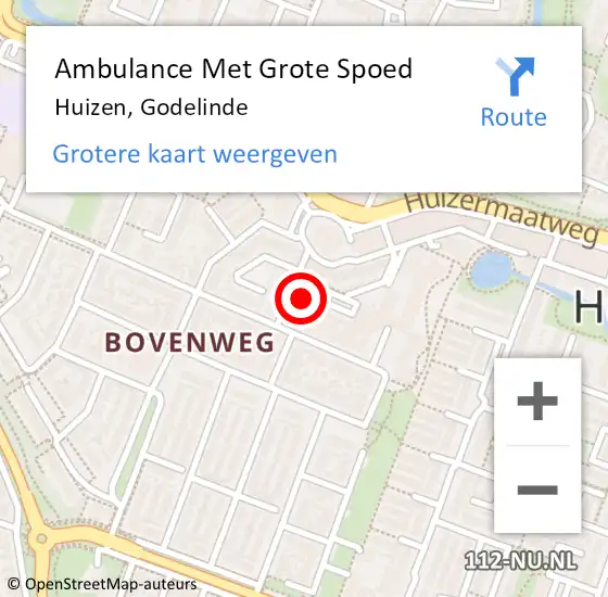 Locatie op kaart van de 112 melding: Ambulance Met Grote Spoed Naar Huizen, Godelinde op 29 maart 2015 17:48