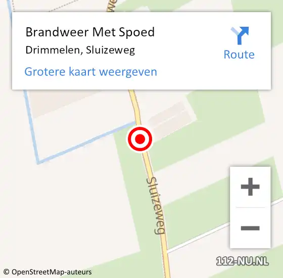 Locatie op kaart van de 112 melding: Brandweer Met Spoed Naar Drimmelen, Sluizeweg op 29 maart 2015 17:51