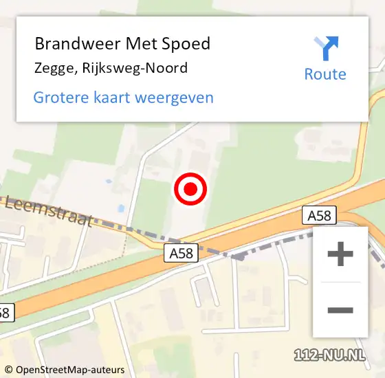 Locatie op kaart van de 112 melding: Brandweer Met Spoed Naar Zegge, Rijksweg-Noord op 29 maart 2015 17:54