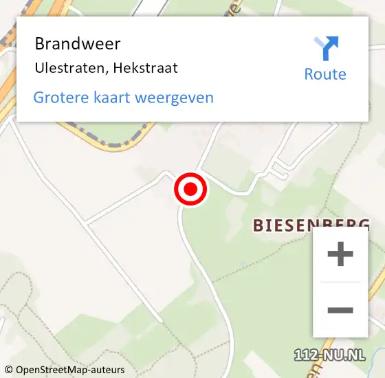 Locatie op kaart van de 112 melding: Brandweer Ulestraten, Hekstraat op 29 maart 2015 17:59