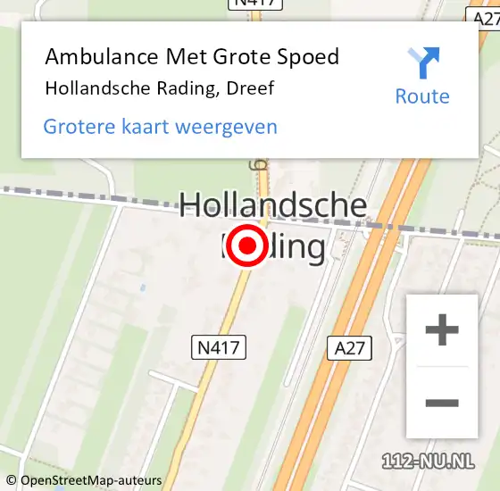 Locatie op kaart van de 112 melding: Ambulance Met Grote Spoed Naar Hollandsche Rading, Dreef op 3 november 2013 10:28