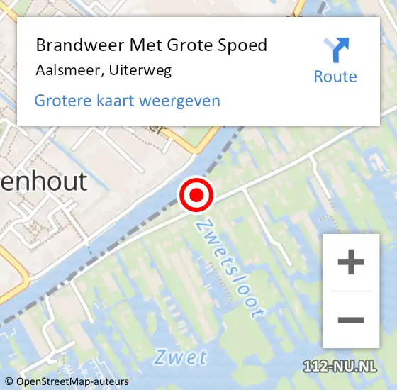 Locatie op kaart van de 112 melding: Brandweer Met Grote Spoed Naar Aalsmeer, Uiterweg op 29 maart 2015 18:24