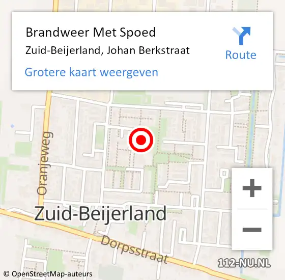 Locatie op kaart van de 112 melding: Brandweer Met Spoed Naar Zuid-Beijerland, Johan Berkstraat op 29 maart 2015 18:39