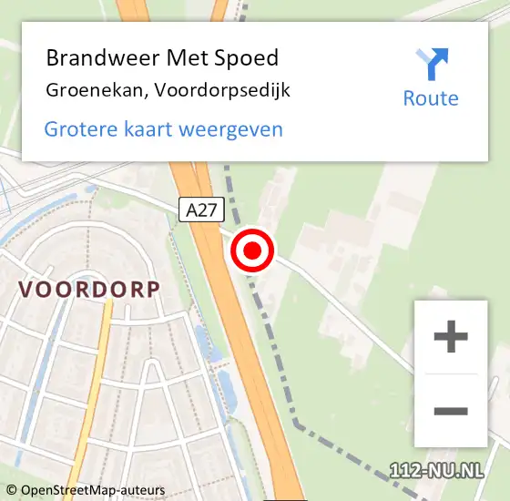 Locatie op kaart van de 112 melding: Brandweer Met Spoed Naar Groenekan, Voordorpsedijk op 29 maart 2015 18:45