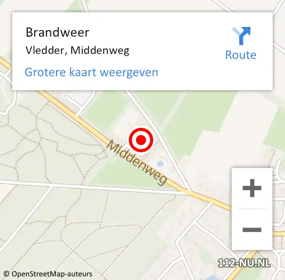 Locatie op kaart van de 112 melding: Brandweer Vledder, Middenweg op 29 maart 2015 19:15