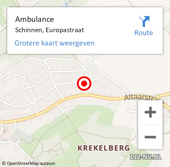 Locatie op kaart van de 112 melding: Ambulance Schinnen, Europastraat op 3 november 2013 10:41