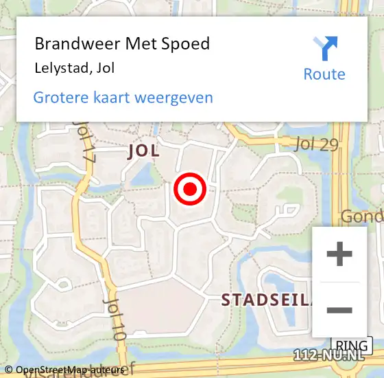 Locatie op kaart van de 112 melding: Brandweer Met Spoed Naar Lelystad, Jol op 29 maart 2015 19:26