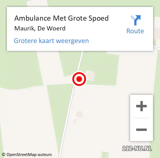 Locatie op kaart van de 112 melding: Ambulance Met Grote Spoed Naar Maurik, De Woerd op 29 maart 2015 19:33