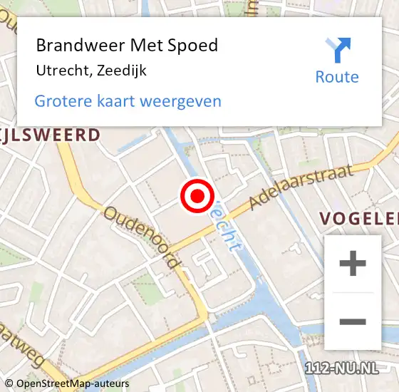 Locatie op kaart van de 112 melding: Brandweer Met Spoed Naar Utrecht, Zeedijk op 29 maart 2015 19:33