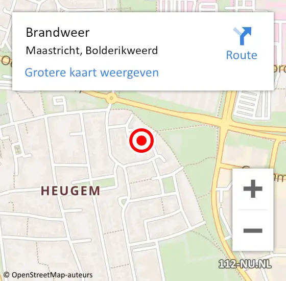 Locatie op kaart van de 112 melding: Brandweer Maastricht, Bolderikweerd op 11 september 2013 17:00