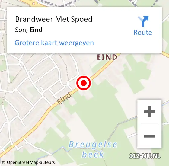 Locatie op kaart van de 112 melding: Brandweer Met Spoed Naar Son, Eind op 29 maart 2015 19:47