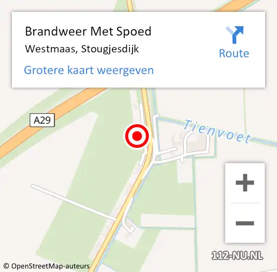 Locatie op kaart van de 112 melding: Brandweer Met Spoed Naar Westmaas, Stougjesdijk op 29 maart 2015 19:57