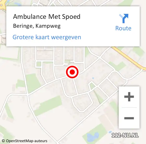 Locatie op kaart van de 112 melding: Ambulance Met Spoed Naar Beringe, Kampweg op 29 maart 2015 20:04