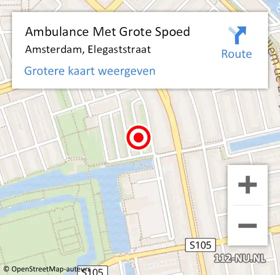 Locatie op kaart van de 112 melding: Ambulance Met Grote Spoed Naar Amsterdam, Elegaststraat op 29 maart 2015 20:11