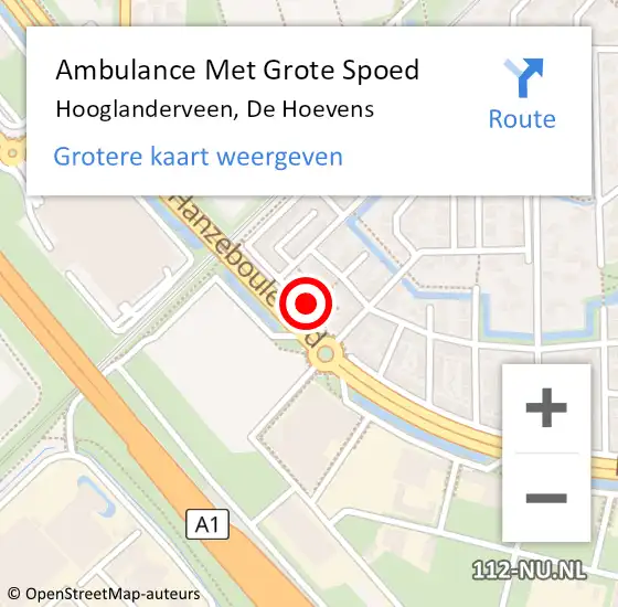 Locatie op kaart van de 112 melding: Ambulance Met Grote Spoed Naar Hooglanderveen, De Hoevens op 29 maart 2015 20:21