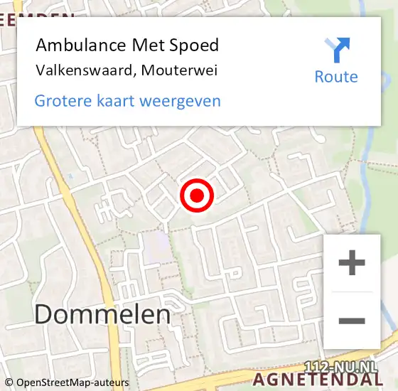 Locatie op kaart van de 112 melding: Ambulance Met Spoed Naar Valkenswaard, Mouterwei op 29 maart 2015 20:23