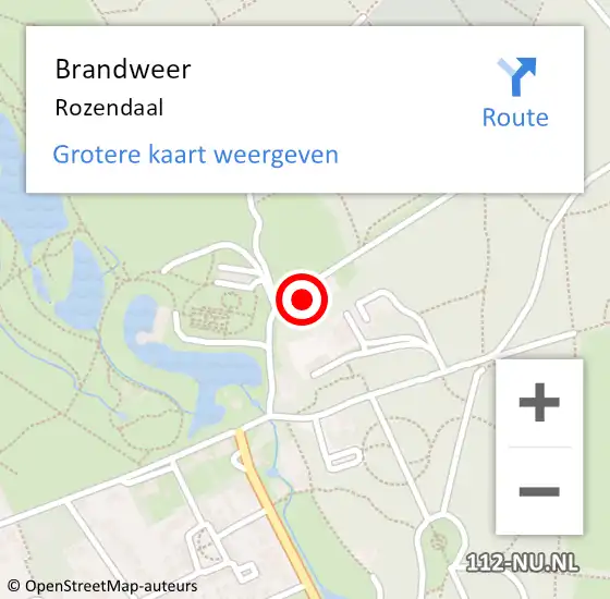 Locatie op kaart van de 112 melding: Brandweer Rozendaal op 29 maart 2015 20:24