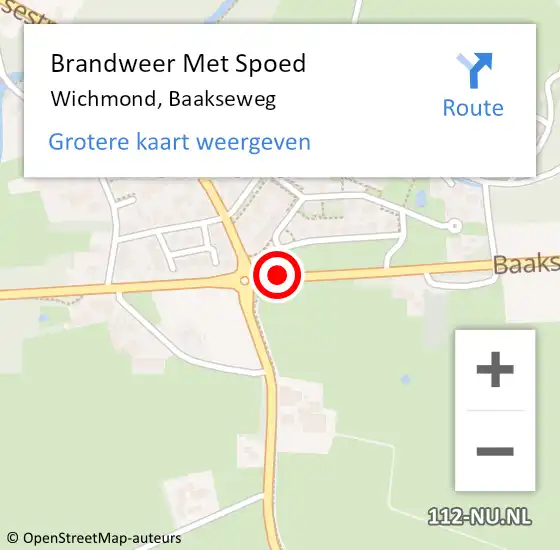 Locatie op kaart van de 112 melding: Brandweer Met Spoed Naar Wichmond, Baakseweg op 29 maart 2015 20:45