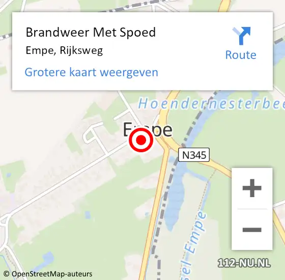 Locatie op kaart van de 112 melding: Brandweer Met Spoed Naar Empe, Rijksweg op 29 maart 2015 20:48