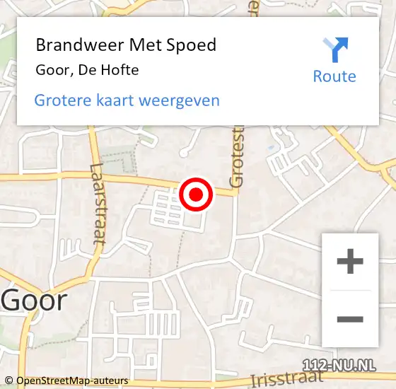 Locatie op kaart van de 112 melding: Brandweer Met Spoed Naar Goor, De Hofte op 29 maart 2015 20:52