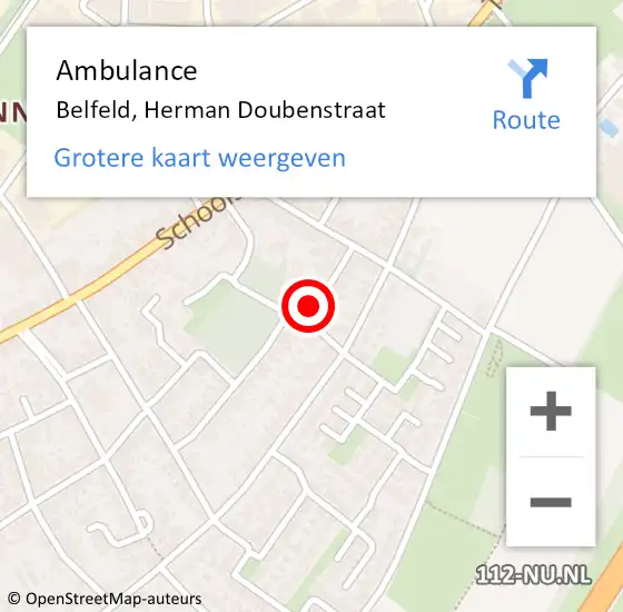 Locatie op kaart van de 112 melding: Ambulance Belfeld, Herman Doubenstraat op 29 maart 2015 20:52