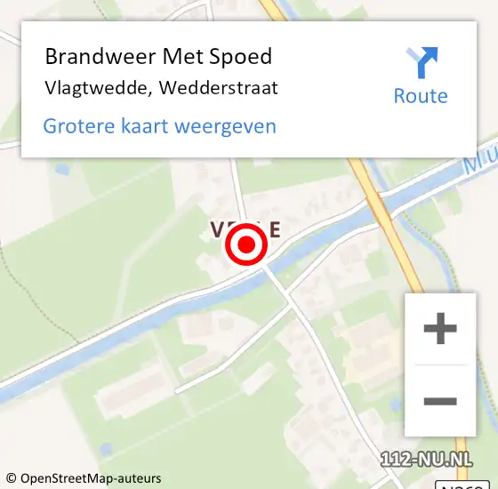 Locatie op kaart van de 112 melding: Brandweer Met Spoed Naar Vlagtwedde, Wedderstraat op 29 maart 2015 20:54