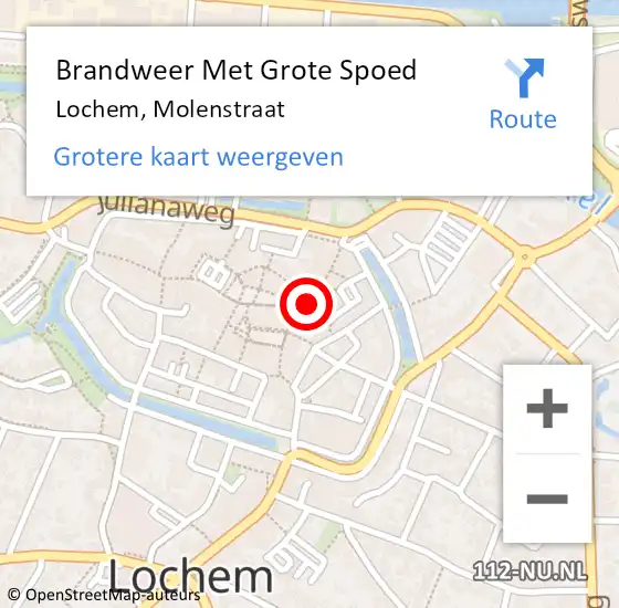 Locatie op kaart van de 112 melding: Brandweer Met Grote Spoed Naar Lochem, Molenstraat op 29 maart 2015 20:57