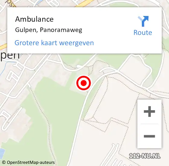 Locatie op kaart van de 112 melding: Ambulance Gulpen, Panoramaweg op 29 maart 2015 21:30