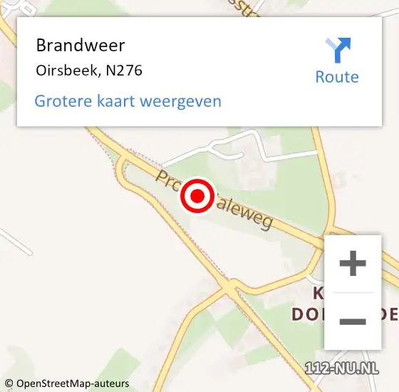Locatie op kaart van de 112 melding: Brandweer Oirsbeek, N276 op 29 maart 2015 21:52