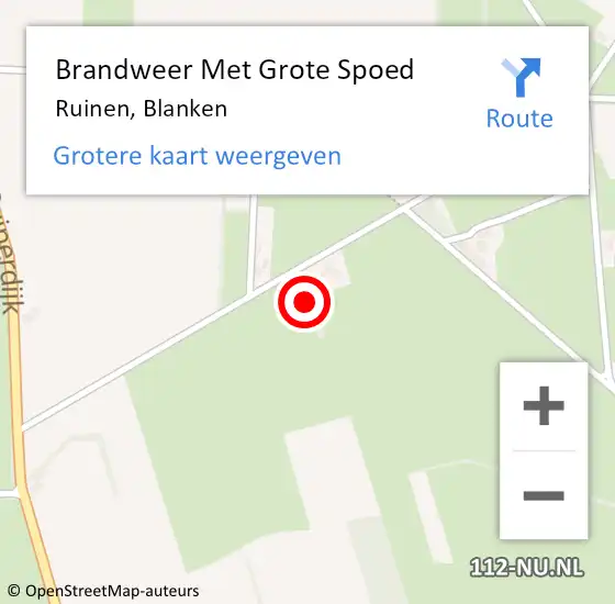 Locatie op kaart van de 112 melding: Brandweer Met Grote Spoed Naar Ruinen, Blanken op 29 maart 2015 22:11