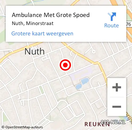 Locatie op kaart van de 112 melding: Ambulance Met Grote Spoed Naar Nuth, Minorstraat op 3 november 2013 11:02