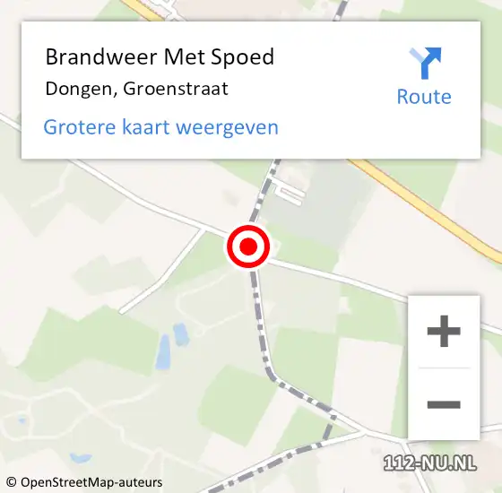 Locatie op kaart van de 112 melding: Brandweer Met Spoed Naar Dongen, Groenstraat op 29 maart 2015 22:26