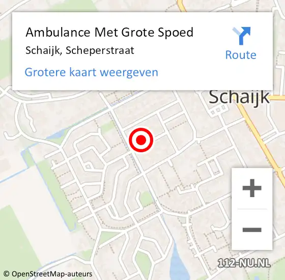 Locatie op kaart van de 112 melding: Ambulance Met Grote Spoed Naar Schaijk, Scheperstraat op 29 maart 2015 22:50