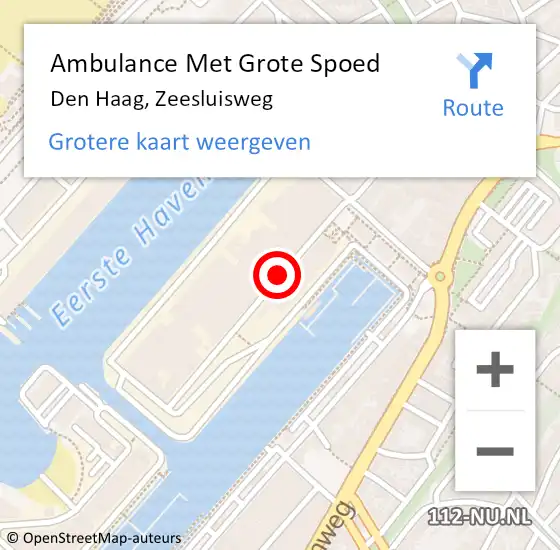 Locatie op kaart van de 112 melding: Ambulance Met Grote Spoed Naar Den Haag, Zeesluisweg op 29 maart 2015 23:34