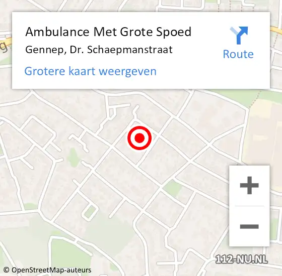Locatie op kaart van de 112 melding: Ambulance Met Grote Spoed Naar Gennep, Dr. Schaepmanstraat op 29 maart 2015 23:36