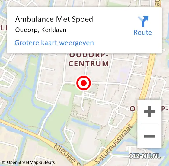 Locatie op kaart van de 112 melding: Ambulance Met Spoed Naar Oudorp, Kerklaan op 3 november 2013 11:07