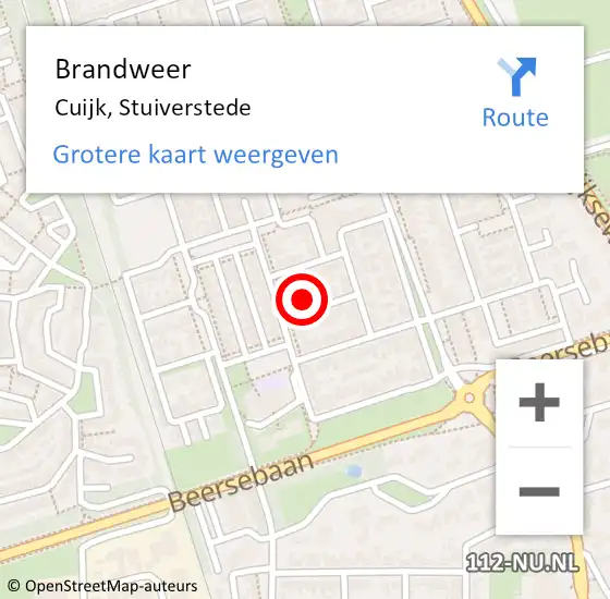 Locatie op kaart van de 112 melding: Brandweer Cuijk, Stuiverstede op 30 maart 2015 00:05