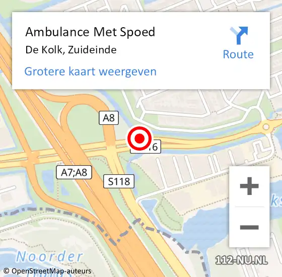 Locatie op kaart van de 112 melding: Ambulance Met Spoed Naar De Kolk, Zuideinde op 11 september 2013 17:02