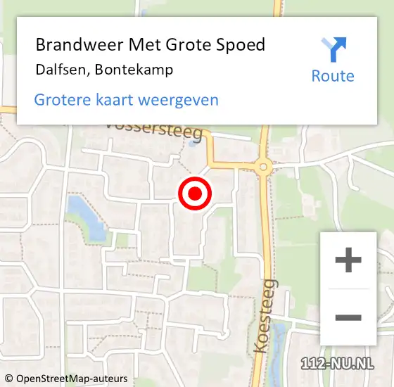 Locatie op kaart van de 112 melding: Brandweer Met Grote Spoed Naar Dalfsen, Bontekamp op 30 maart 2015 00:47