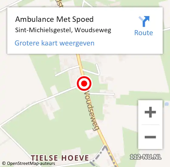 Locatie op kaart van de 112 melding: Ambulance Met Spoed Naar Sint-Michielsgestel, Woudseweg op 30 maart 2015 03:10