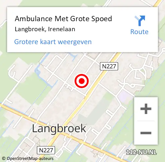 Locatie op kaart van de 112 melding: Ambulance Met Grote Spoed Naar Langbroek, Irenelaan op 3 november 2013 11:20