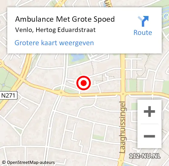 Locatie op kaart van de 112 melding: Ambulance Met Grote Spoed Naar Venlo, Hertog Eduardstraat op 30 maart 2015 06:00