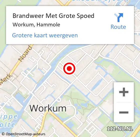 Locatie op kaart van de 112 melding: Brandweer Met Grote Spoed Naar Workum, Hammole op 30 maart 2015 07:06