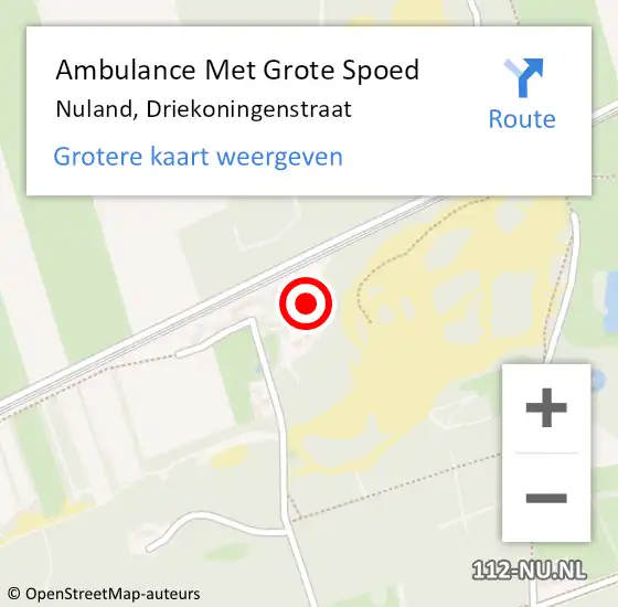 Locatie op kaart van de 112 melding: Ambulance Met Grote Spoed Naar Nuland, Driekoningenstraat op 30 maart 2015 07:39