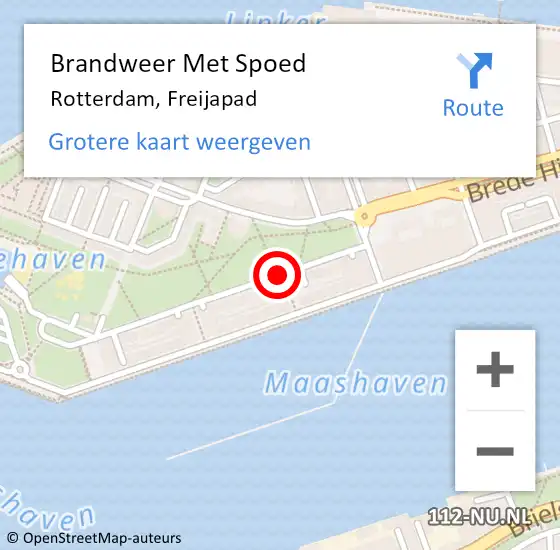 Locatie op kaart van de 112 melding: Brandweer Met Spoed Naar Rotterdam, Freijapad op 30 maart 2015 08:07