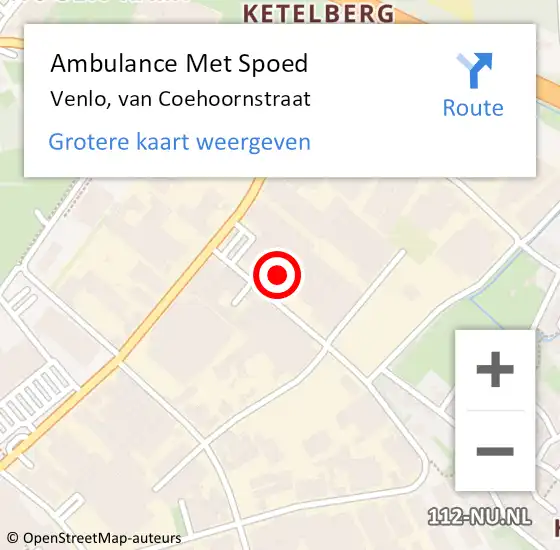 Locatie op kaart van de 112 melding: Ambulance Met Spoed Naar Venlo, van Coehoornstraat op 30 maart 2015 08:56